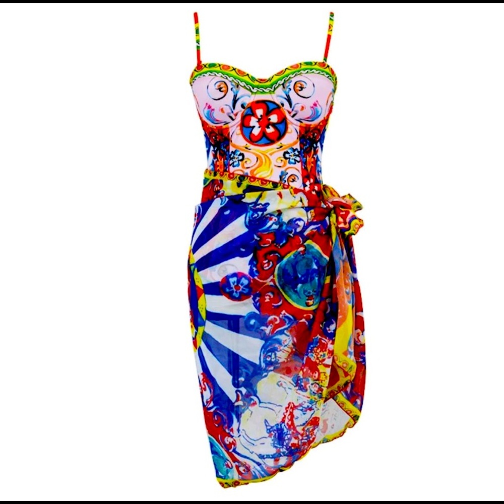 Bathing suit set with matching coverup